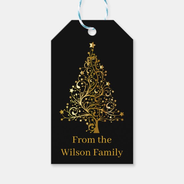 Gold Christmas Tree Gift Tags (Front)