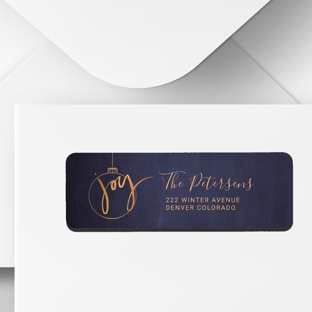 Gold Christmas Tree Globe Joie Script sur Navy Blu (Créateur téléchargé)