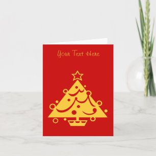 gold christmas tree graphic design red holiday card