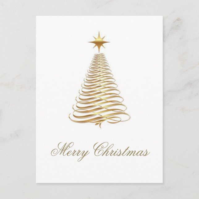 Gold Christmas Tree Holiday  Postcard (Front)