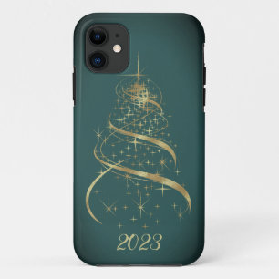 Gold Christmas tree iPhone Cases
