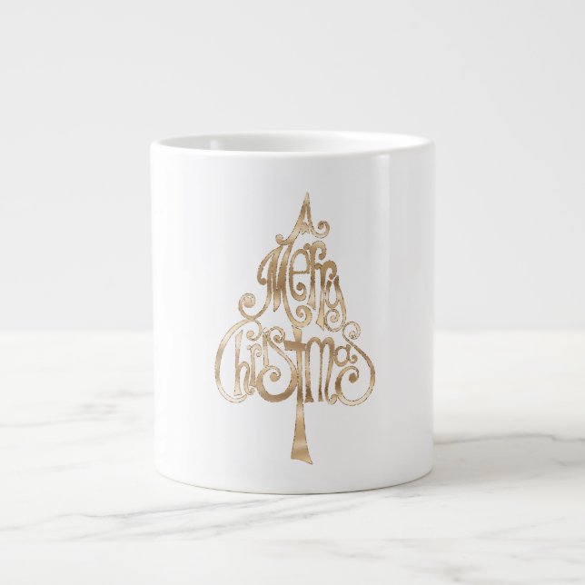 Gold Christmas Tree Large Coffee Mug (Front)