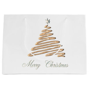 Gold Christmas Tree Large Gift Bag