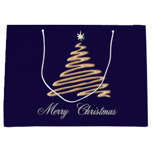 Gold Christmas Tree  Large Gift Bag
