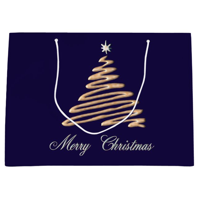 Gold Christmas Tree  Large Gift Bag (Front)