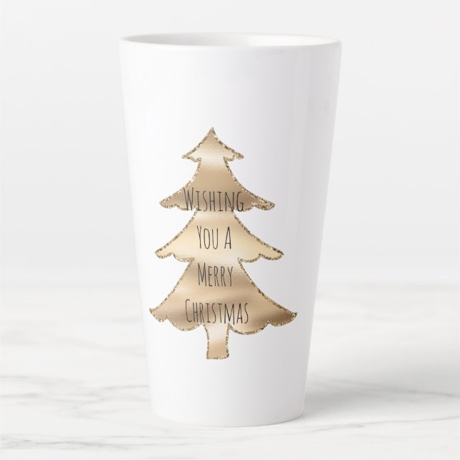 Gold Christmas Tree Latte Mug (Front)