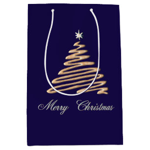 Gold Christmas Tree  Medium Gift Bag
