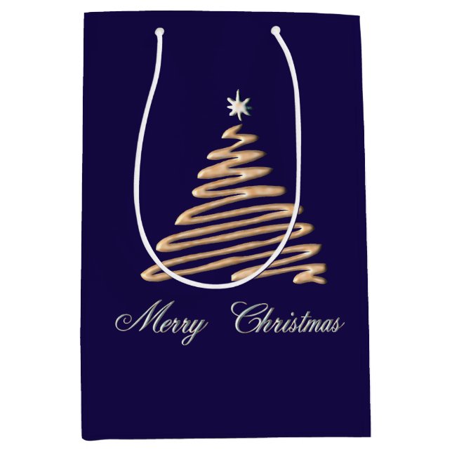 Gold Christmas Tree  Medium Gift Bag (Front)