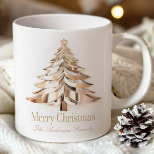 Gold Christmas Tree Mug   Custom Name