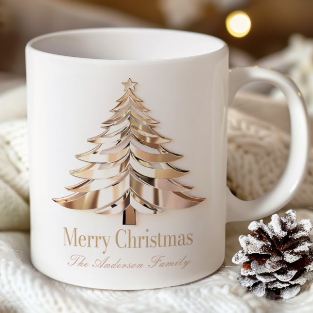 Gold Christmas Tree Mug | Custom Name (Créateur téléchargé)