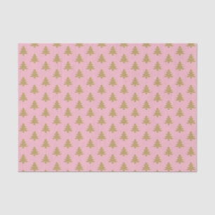 Gold Christmas tree pattern pink tissue paper