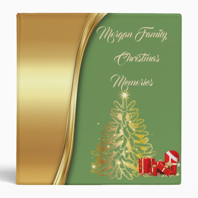 Gold Christmas Tree,Presents,Green Binder (Front)