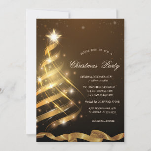 Gold Christmas Tree Star Corporate Christmas Party Invitation