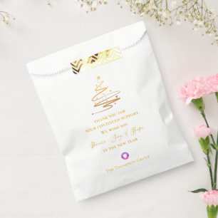 Gold Christmas Tree Thank You Message Corporate  Favour Bag