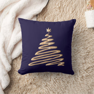 Gold Christmas Tree Throw Pillow
