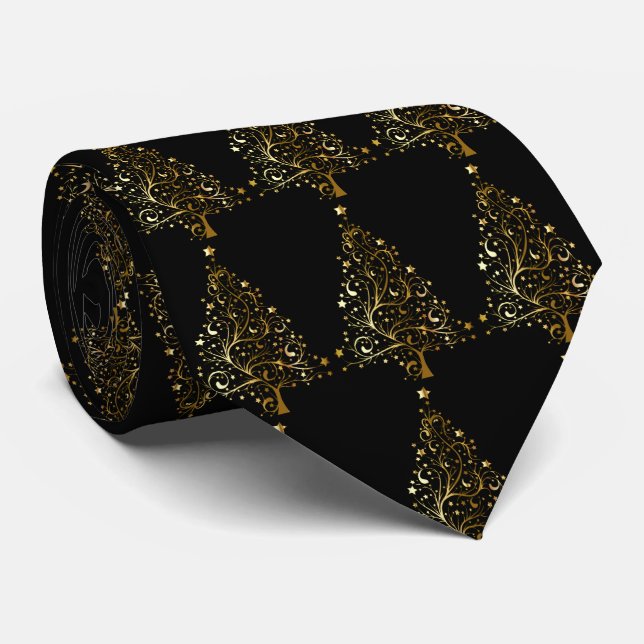 Gold Christmas Tree Tie (Rolled)