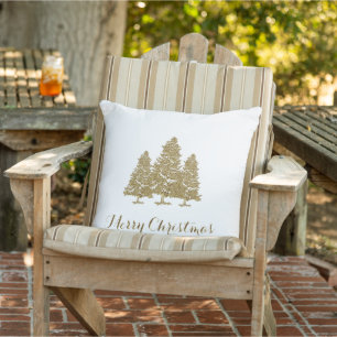 Gold Christmas Trees Christmas Throw Pillow
