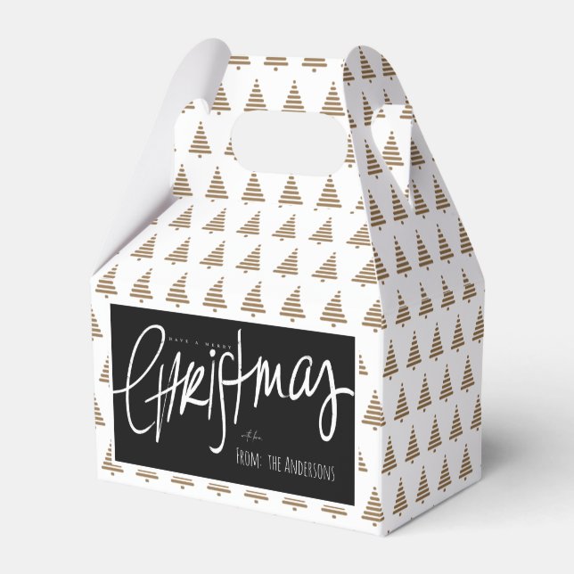 Gold Christmas Trees Favor Box (Front Side)