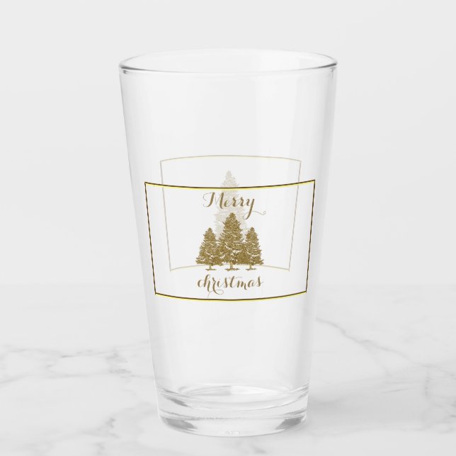 Gold Christmas Trees Glass (Front)