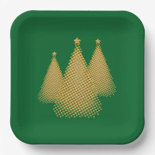 Gold Christmas Tree's Paper Plate