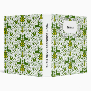 Gold Christmas Woodland Deer Birds in Bloom Binder