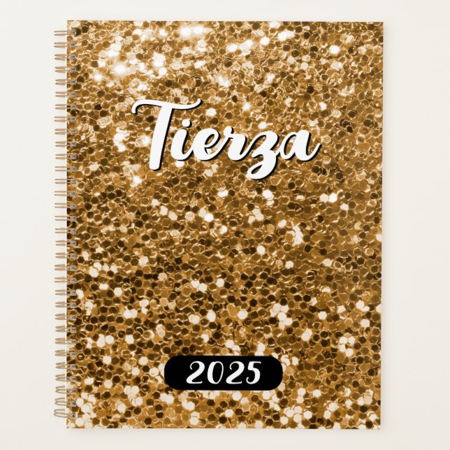 Gold Chunky Glitter Personalized 2025 Planner (Front)