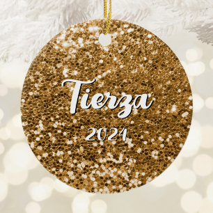 Gold Chunky Glitter Personalized Ceramic Ornament