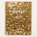 Gold Chunky Glitter Personalized Planner<br><div class="desc">A modern bold name in white with a black drop shadow on a blank planner. The font size,  colour and style are customizable. increase the font size for short names if you'd like. The background is a faux gold confetti or sequin glitter with sparkly spots or blurry bokeh.</div>