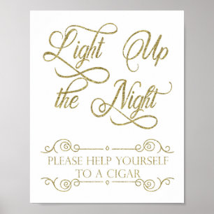 Gold Cigar Bar Sign - Light Up the Night
