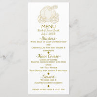 Gold Cinderella Carriage Princess Fairy Tale Menu