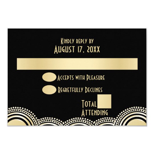 Gold Circle Geometric Art Deco Response Card