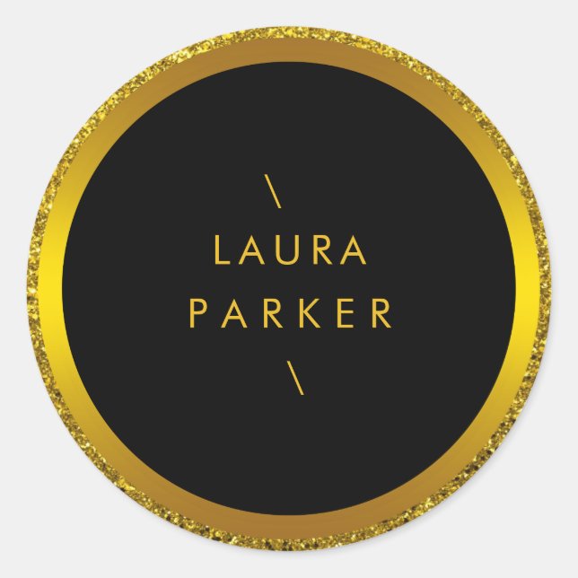 Gold Circle Glitter Rings Border Minimalistic  Classic Round Sticker (Front)
