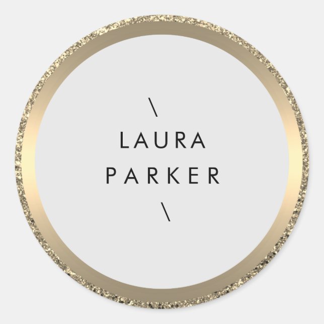 Gold Circle Glitter Rings Border Minimalistic  Classic Round Sticker (Front)