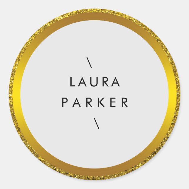 Gold Circle Glitter Rings Border Minimalistic  Classic Round Sticker (Front)