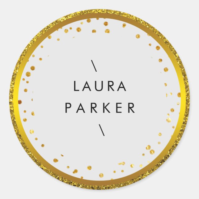 Gold Circle Glitter Rings Border Minimalistic  Classic Round Sticker (Front)