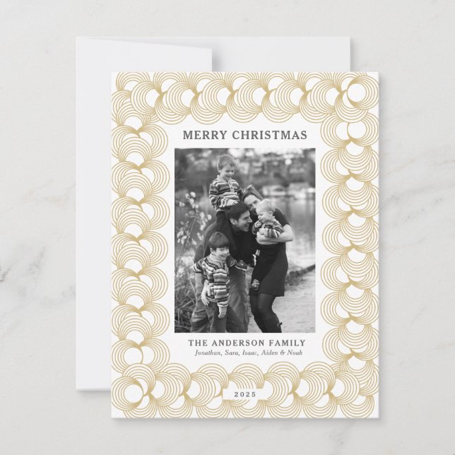 Gold Circle Pattern | Photo Christmas Holiday Card (Front)
