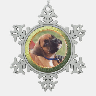 Gold Circle Photo Snowflake Ornament