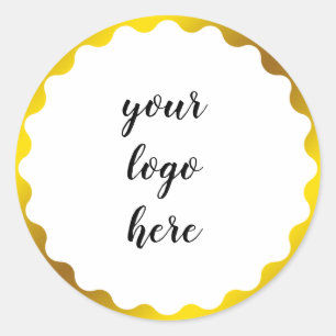 Gold Circle Rings Border Glitter Custom Logo  Clas Classic Round Sticker