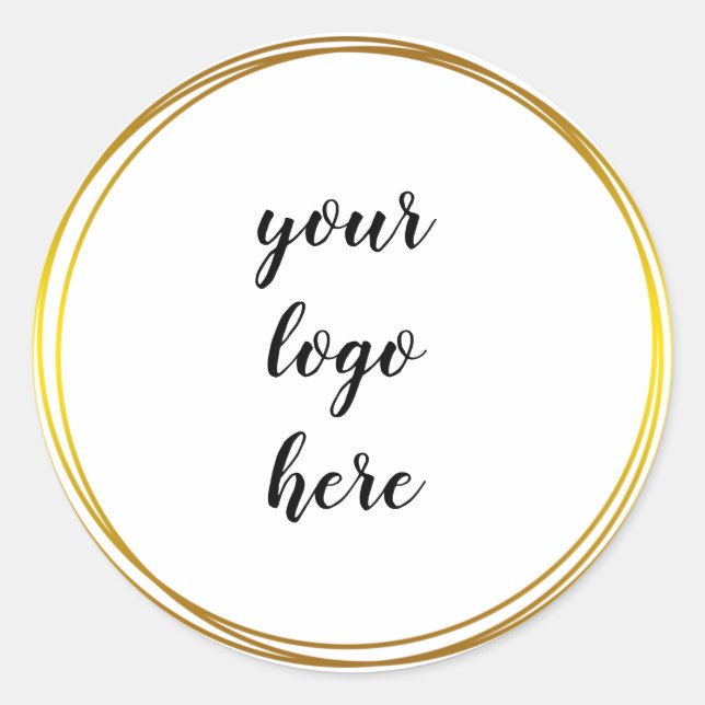 Gold Circle Rings Border Glitter Custom Logo Class Classic Round Sticker (Front)