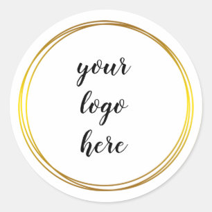 Gold Circle Rings Border Glitter Custom Logo Class Classic Round Sticker
