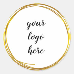 Gold Circle Rings Border Glitter Custom Logo Class Classic Round Sticker