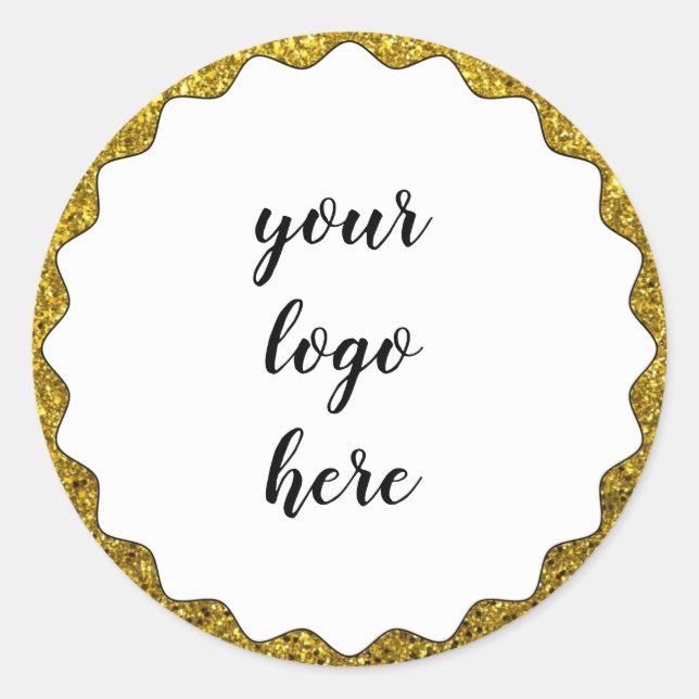 Gold Circle Rings Border Glitter Custom Logo Class Classic Round Sticker (Front)