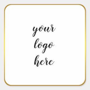 Gold Circle Rings Border Glitter Custom Logo Class Square Sticker