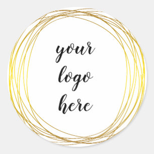 Gold Circle Rings Border Glitter Custom Logo Classic Round Sticker