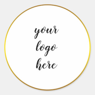 Gold Circle Rings Border Glitter Custom Logo Classic Round Sticker