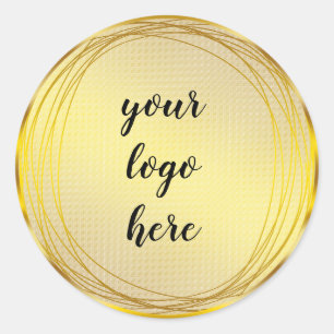 Gold Circle Rings Border Glitter Custom Logo Classic Round Sticker