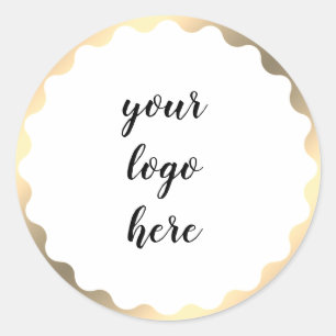 Gold Circle Rings Border Glitter Custom Logo   Classic Round Sticker