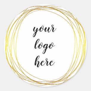 Gold Circle Rings Border Glitter Custom Logo Classic Round Sticker