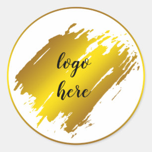 Gold Circle Rings Splatter Glitter Custom Logo Classic Round Sticker