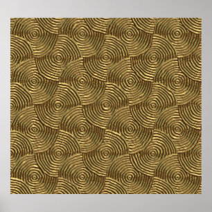 Gold Circle Texture: Abstract Seamless. Poster